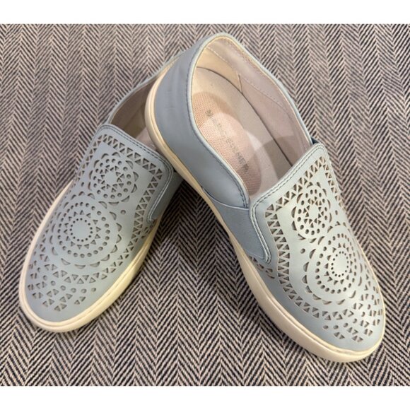 Marc Fisher Light Blue Laser Cut Slip-On Sneakers Womens Size 6 Faux Leather Upp - Picture 1 of 11